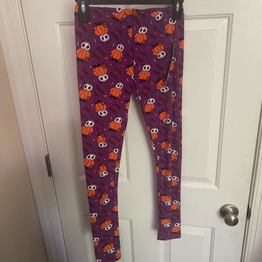 Just One Pants Girls Medium Purple Halloween Purple Leggings Elastic Waist NWT